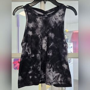 Athleta Smokey Camo Racerback Tank Top Black Athletic Gym Shirt Womens Sz Small